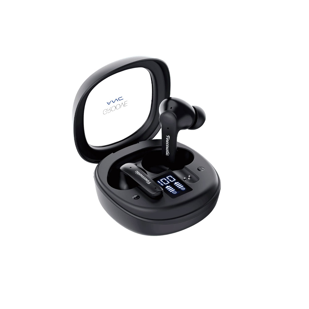 Finecoustic Fantech Groove FT20 Earbuds – Active Noise Cancelling, Bluetooth 5.3, 25H Playtime, HD Calls, Digital Display