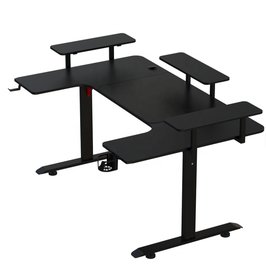 Gaming Desk U-Shaped, RGB, Carbon Fiber, Black