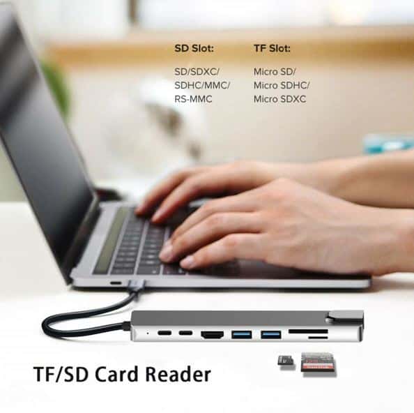 Green 8 in 1 Adapter (Type C to Type C*2, HDMI, USB 3.0*2, Micro SD, SD Card, LAN)