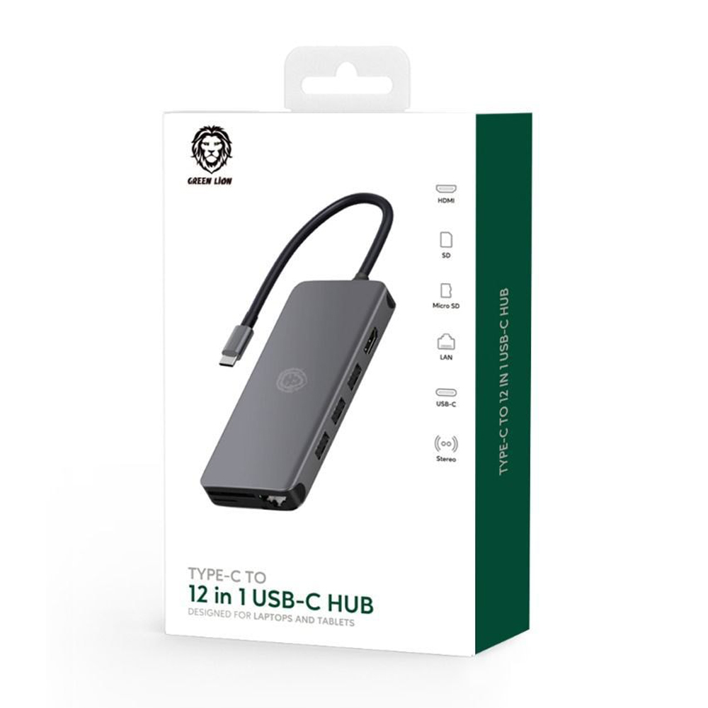 Green Lion 12 in 1 Multi Port Adapter Hub Type-C To USB-C