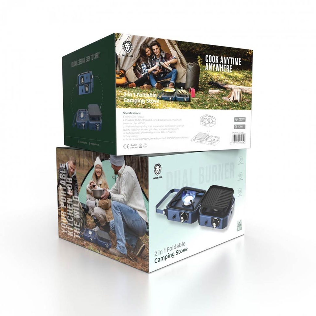 Green Lion 2 IN 1 Portable Camping Stove – Blue