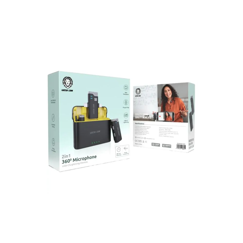 Green Lion 3-in-1 360° Wireless Microphone – Black