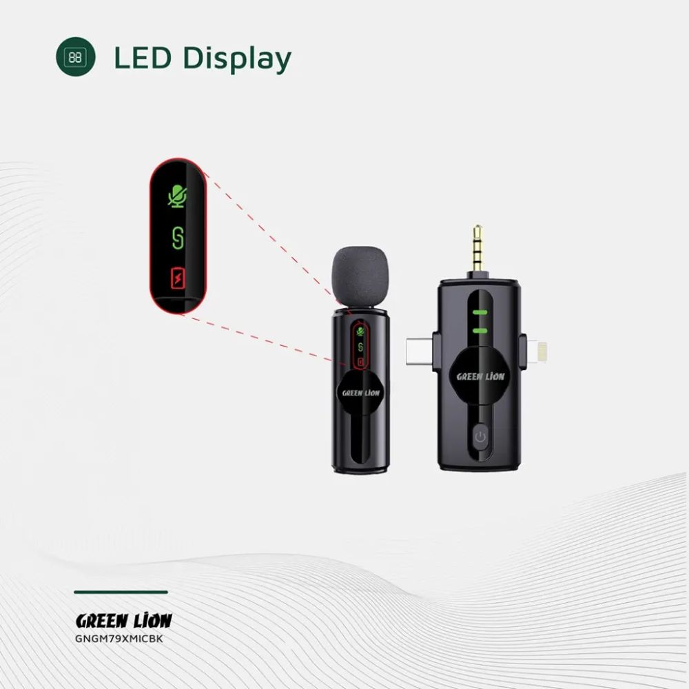 Green Lion 3-in-1 Noise Cancellation Wireless Microphone – Black
