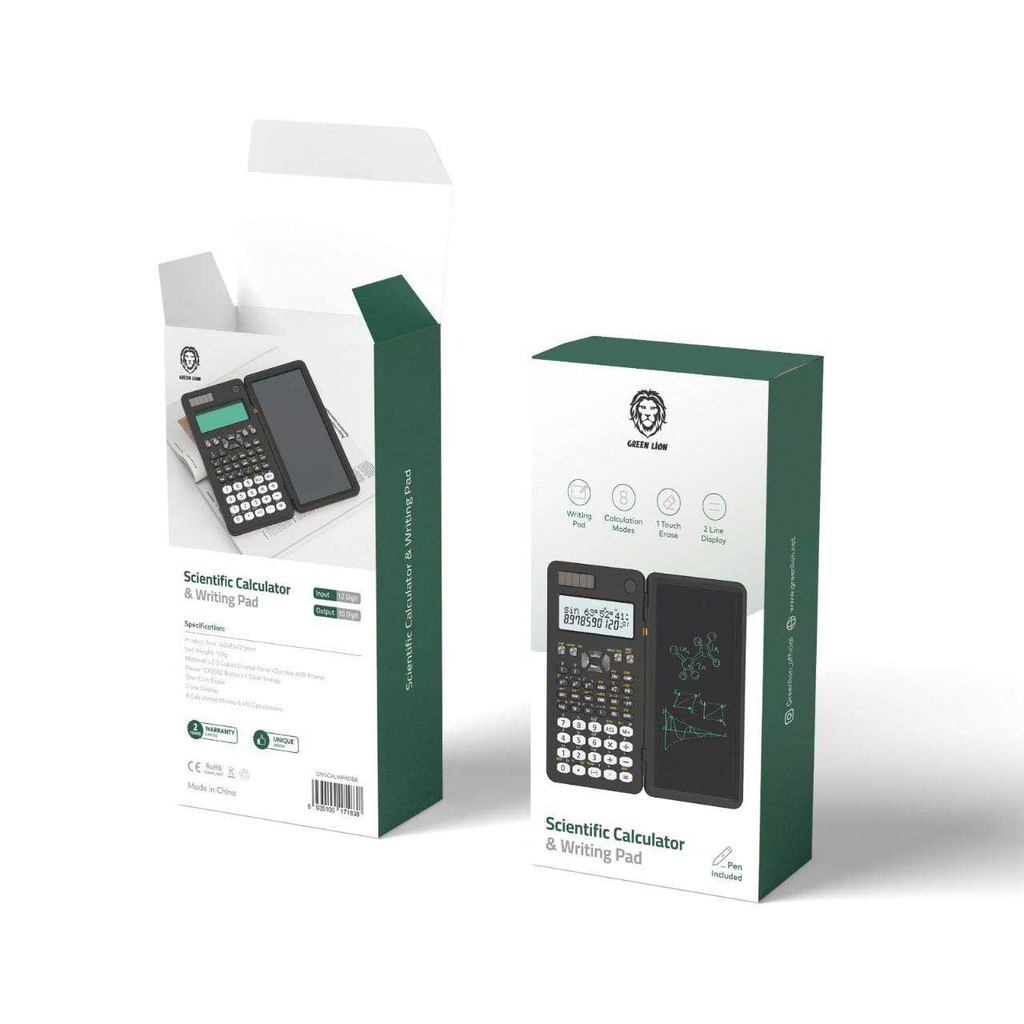 Green Lion Scientific Calculator & Writing Pad – Black