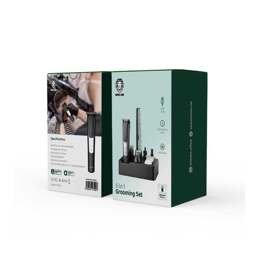 Green Lion 5 in 1 Grooming Set 600mAh – Black