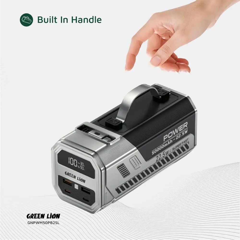 Green Lion 50000mAh Power Bank 22.5W – Silver