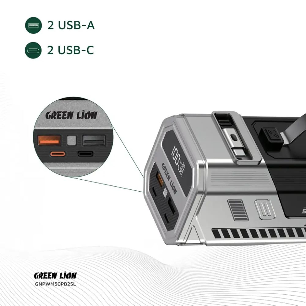 Green Lion 50000mAh Power Bank 22.5W – Silver