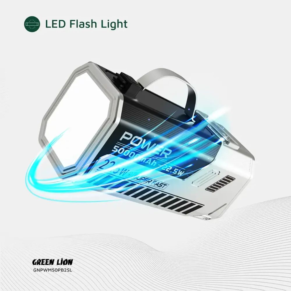Green Lion 50000mAh Power Bank 22.5W – Silver