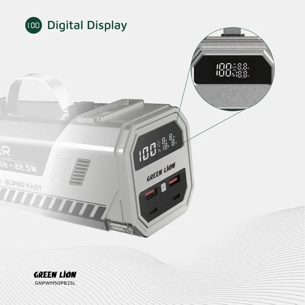 Green Lion 50000mAh Power Bank 22.5W – Silver