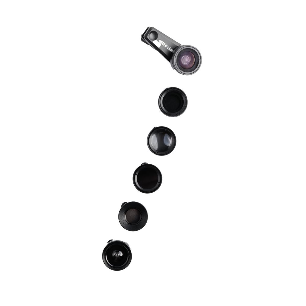 Green Lion 6 in 1 Professional Lens Kit, 25x Macro, 250 Degrees Fisheye – Black