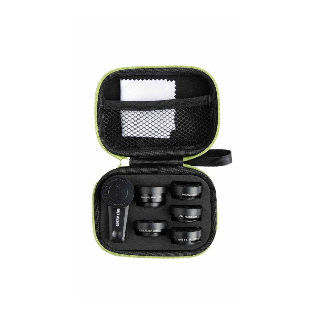 Green Lion 6 in 1 Professional Lens Kit, 25x Macro, 250 Degrees Fisheye – Black