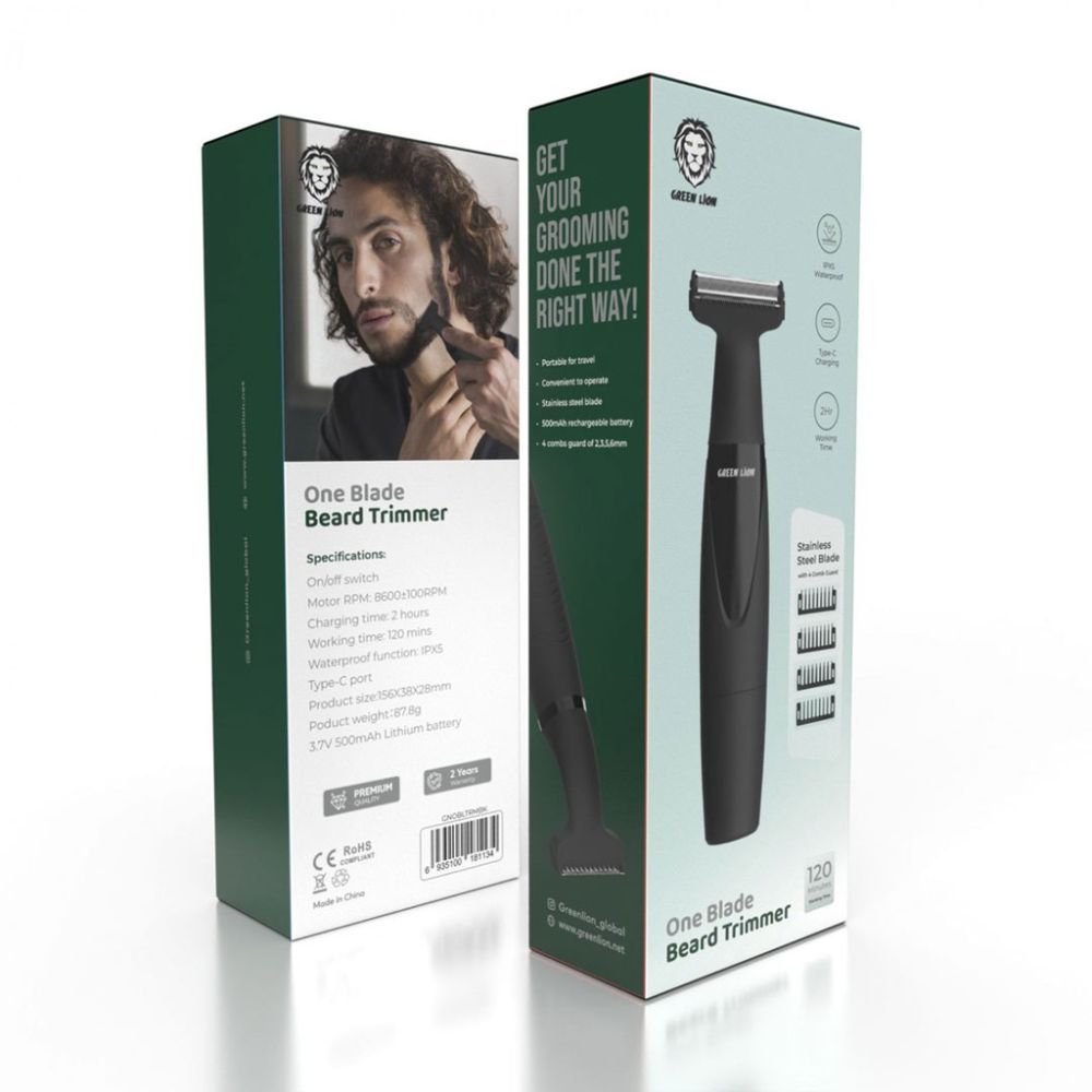 Green Lion One Blade Beard Trimmer 500mAh – Black
