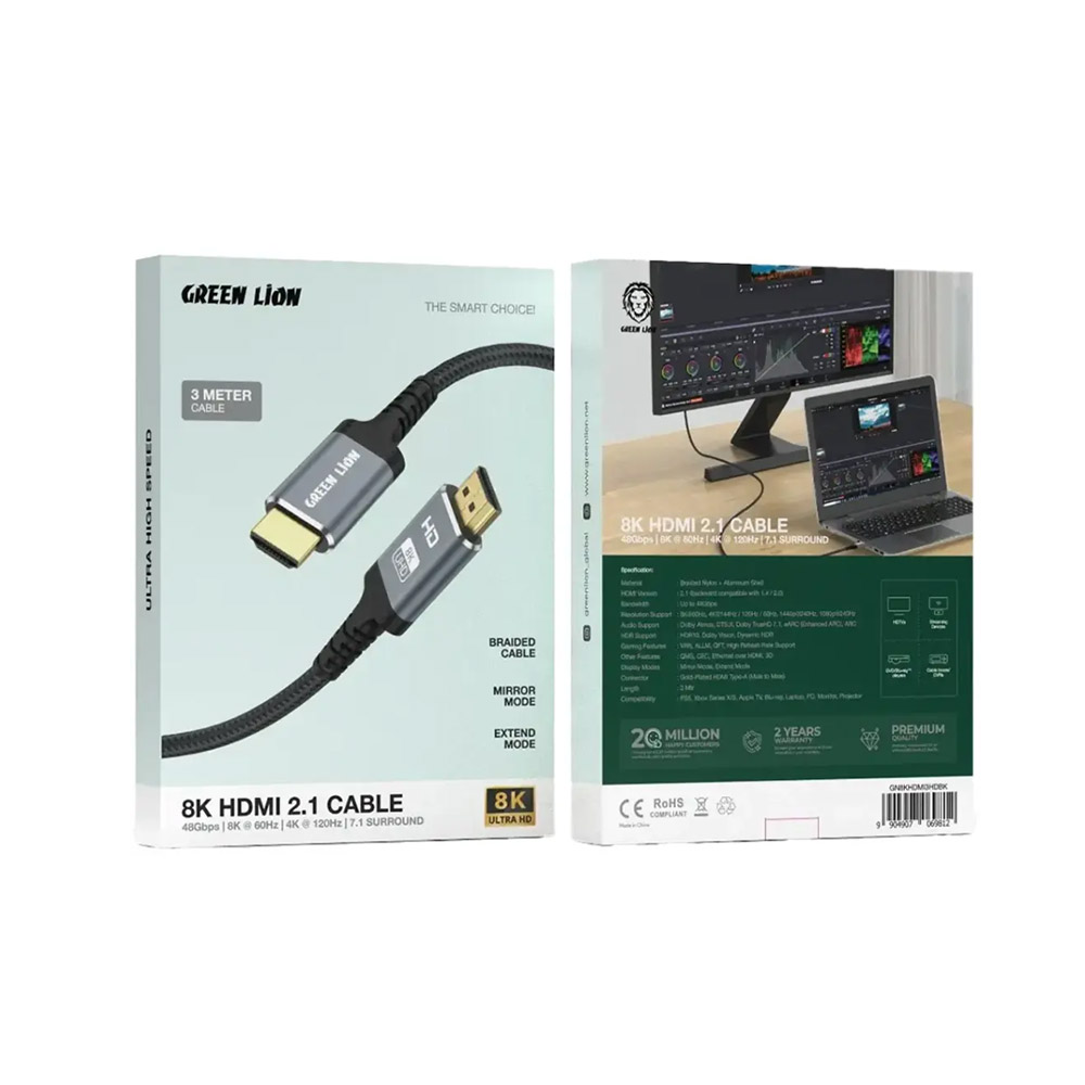 Green Lion 8K HDMI to HDMI Cable – Black