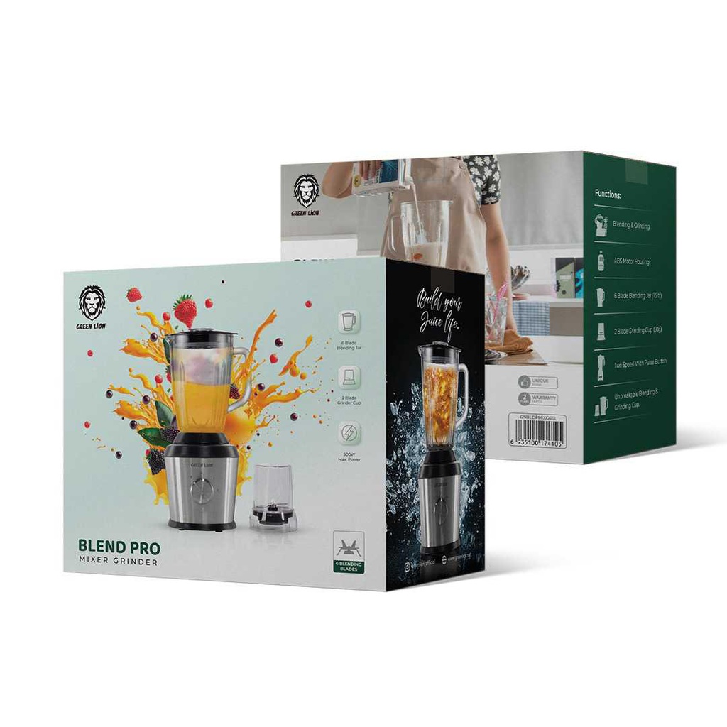 Green Lion Blend Pro Mixer Grinder 500W 1500mL – Silver