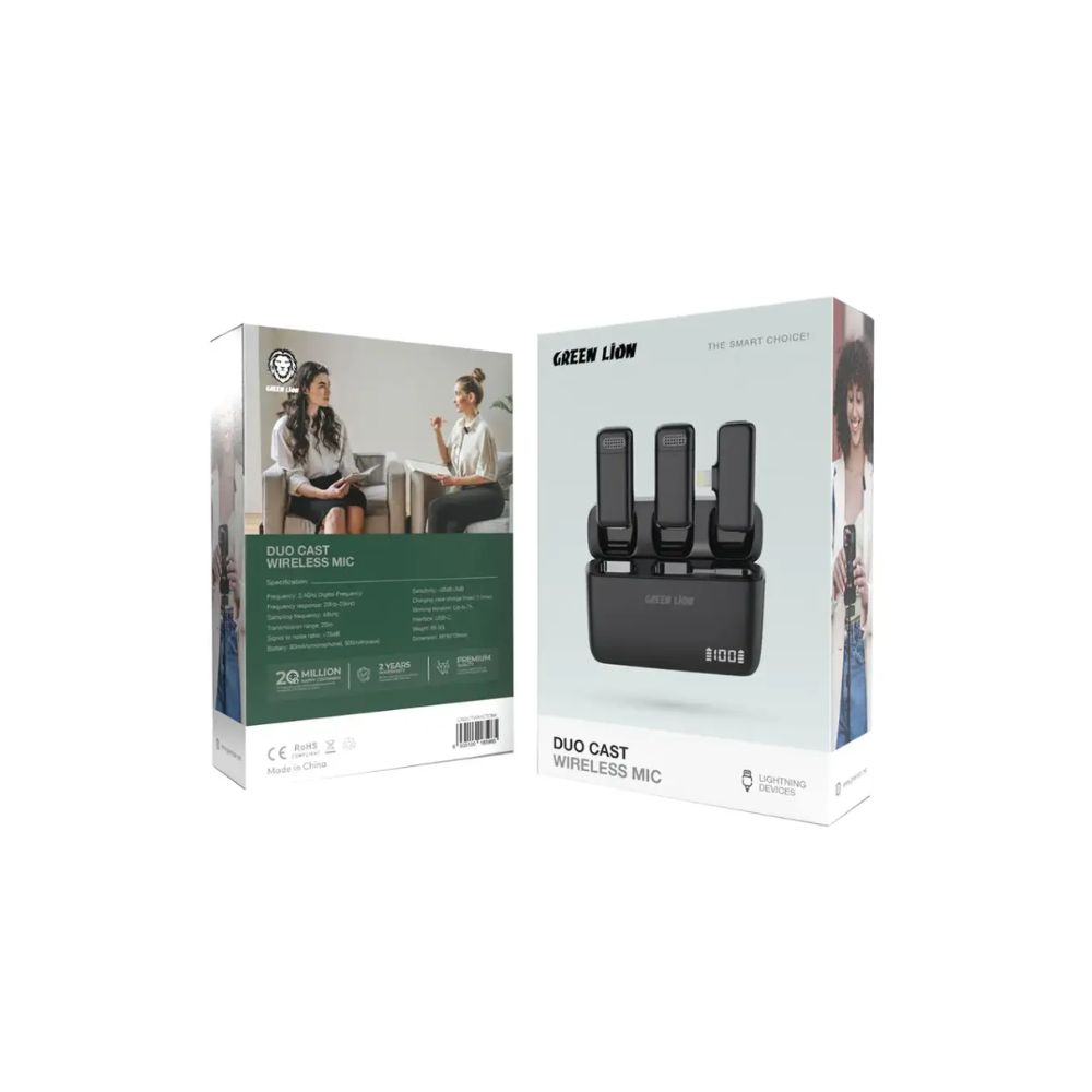 Green Lion Duo Cast Wireless Mic – Black (Lightning)
