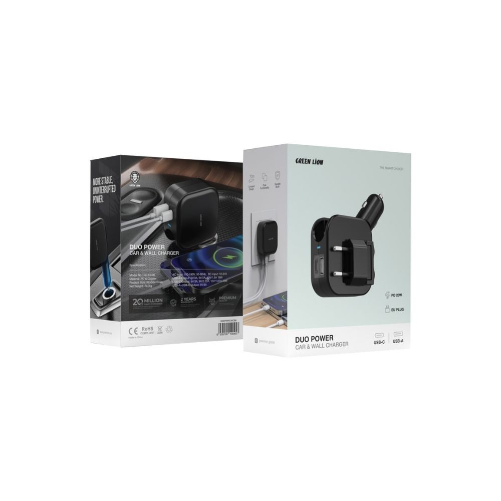 Green Lion Duo Power Car and Wall Charger