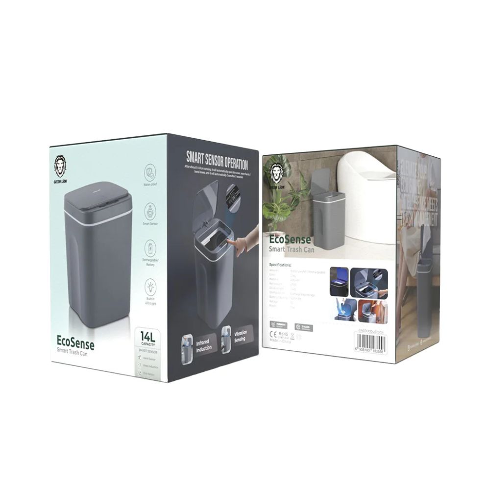 Green Lion Ecosense Smart Trash Can with Smart Sensors – 14L – Grey