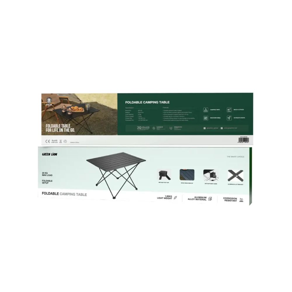 Green Lion Foldable Camping Table – Black