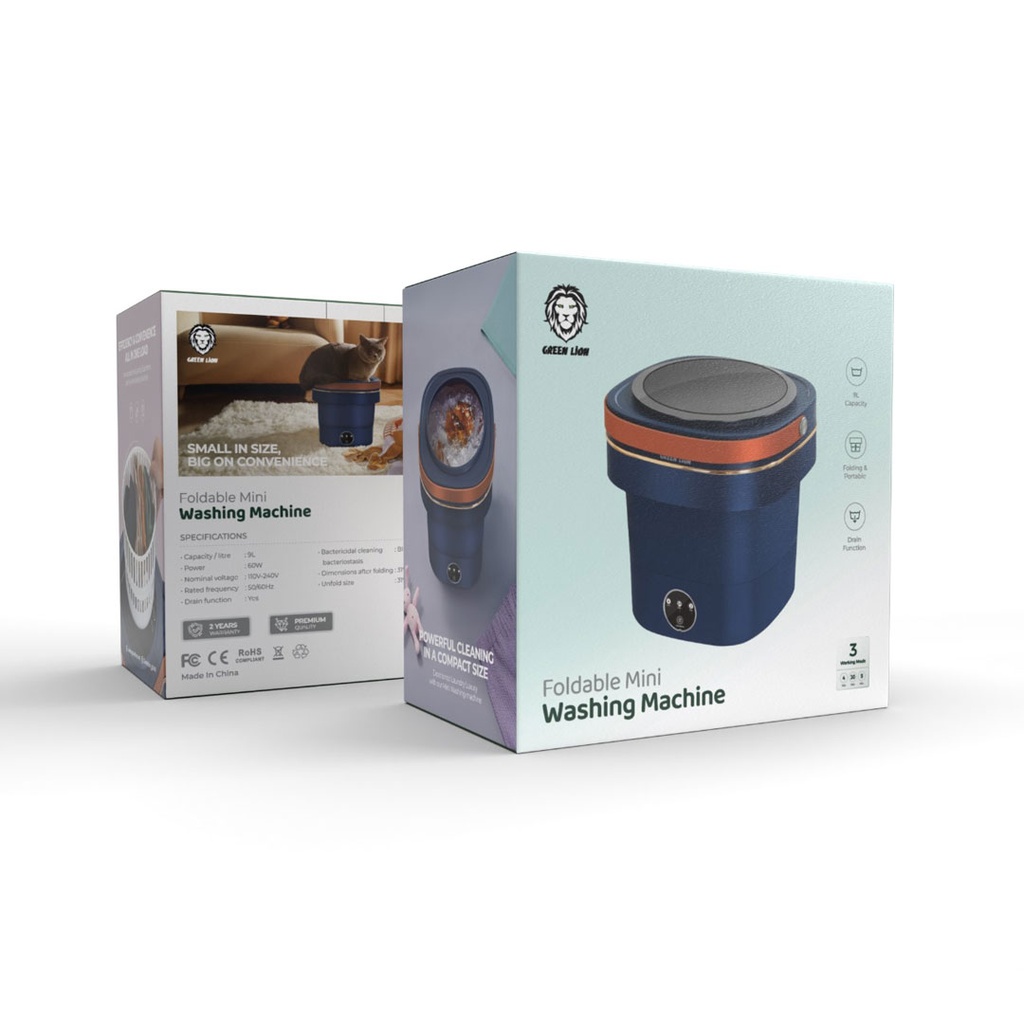 Green Lion Foldable Mini Washing Machine 9L 60W – Blue