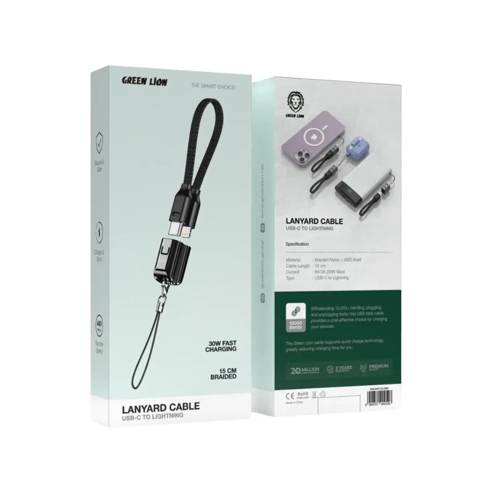 Green Lion Lanyard Cable USB-C to Lightning 30W