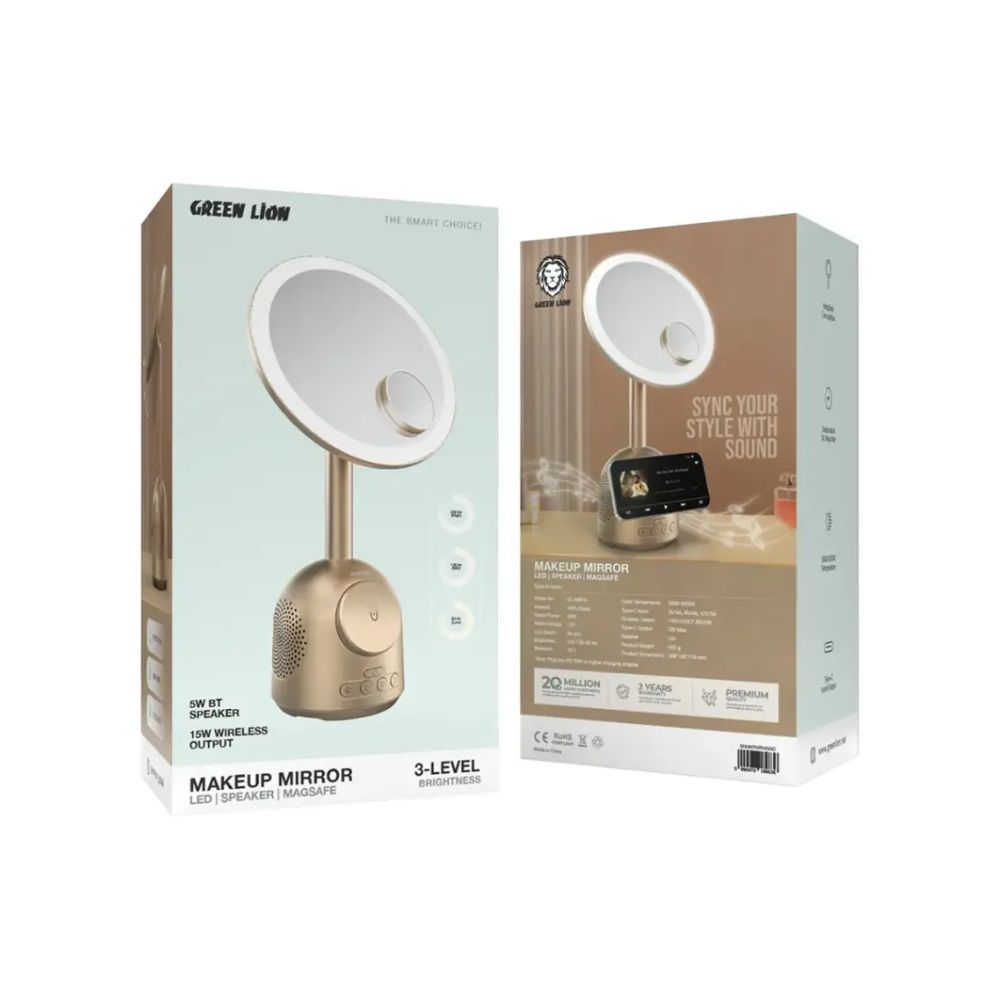 Green Lion Makeup Mirror with Speaker and MagSafe Charger