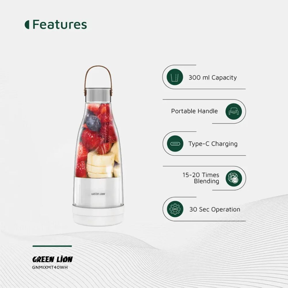 Green Lion Mixmate Portable Blender (300mL / 6-Blade Powerful Engine)