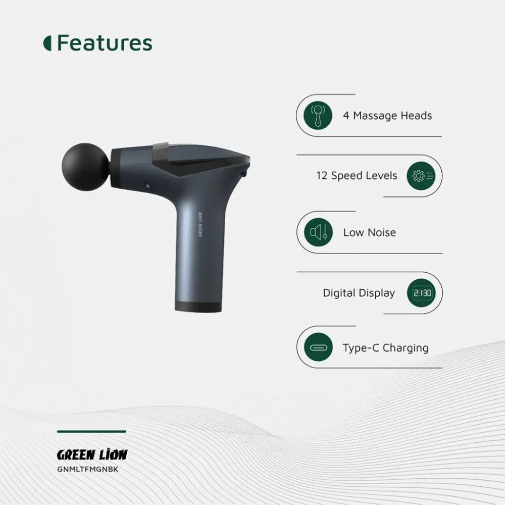 Green Lion Multifunctional Massage Gun GMG-05 – Black