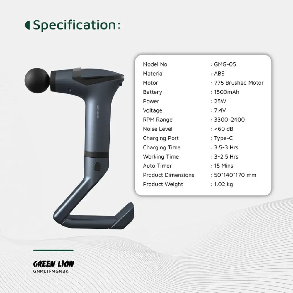 Green Lion Multifunctional Massage Gun GMG-05 – Black