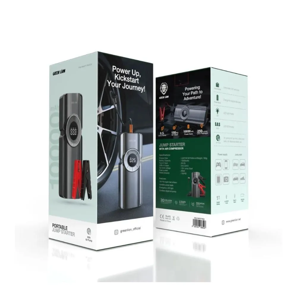 Green Lion Portable Jump Starter with Air Pump