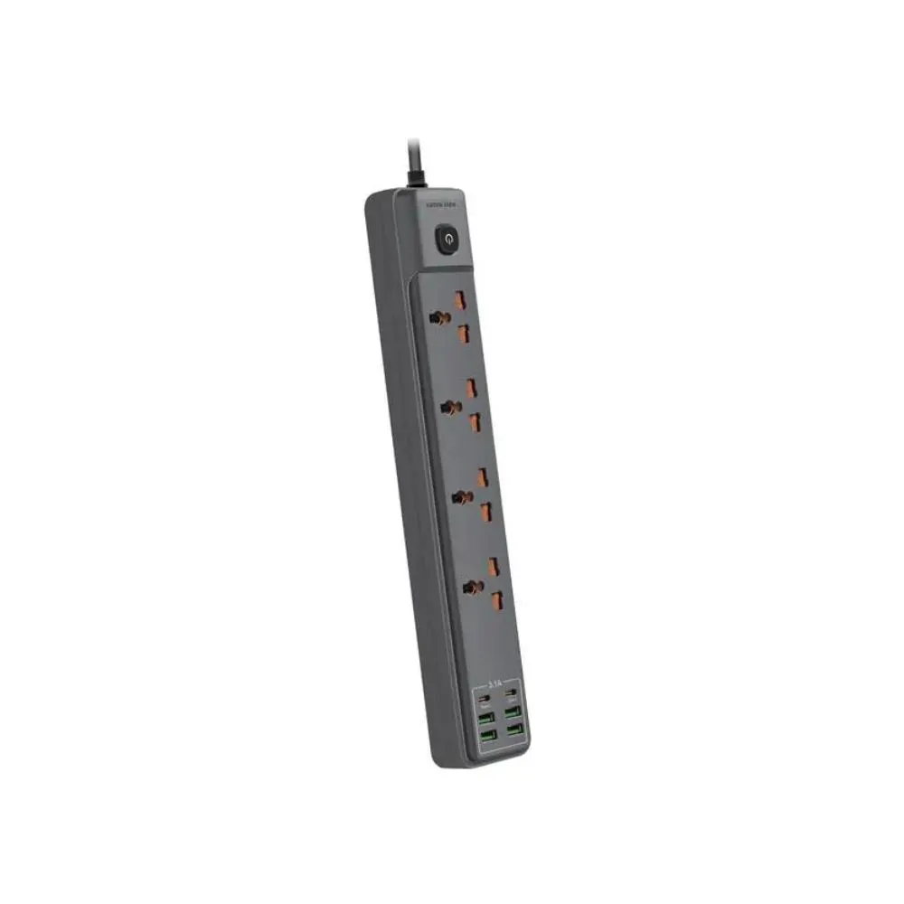 Green Lion Power Socket 4 USB-A & 2 Type-C Port, 2 Meter Cord – Gray