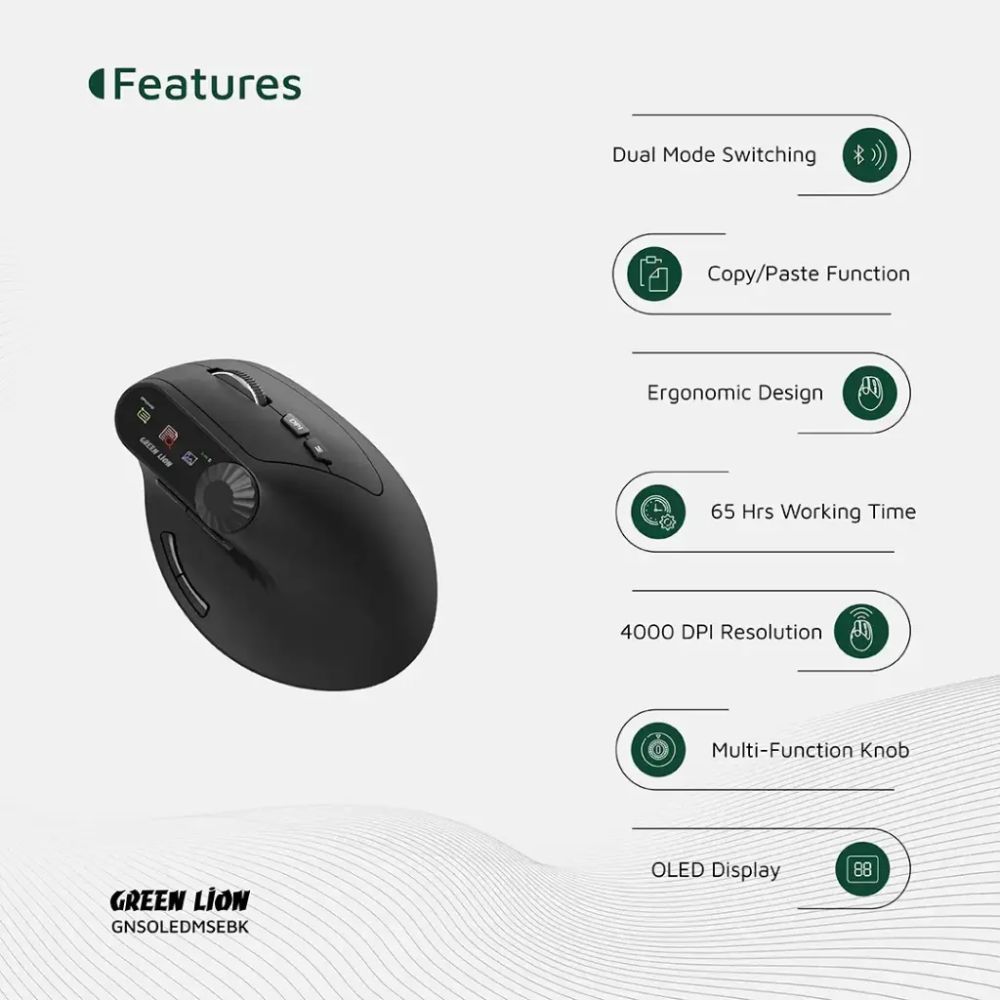 Green Lion Smart OLED Vertical Mouse