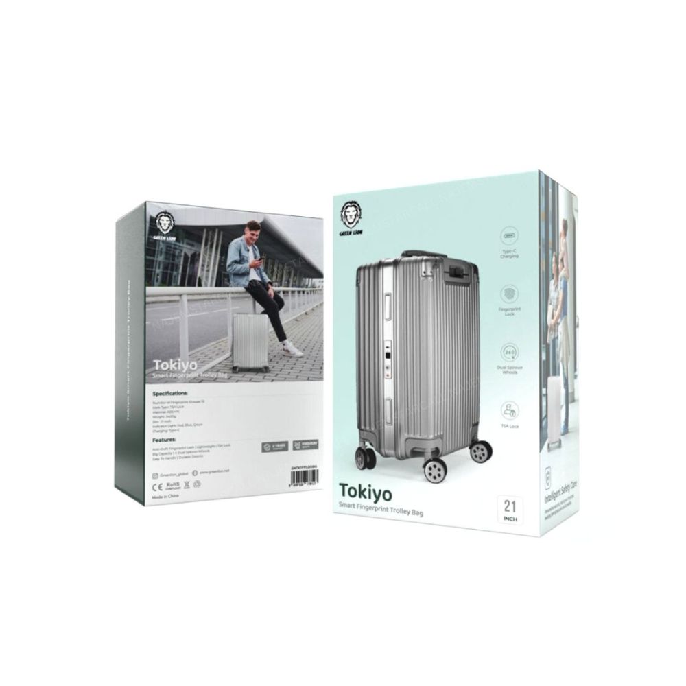 Green Lion Tokiyo Smart Fingerprint Trolley Bag – Silver