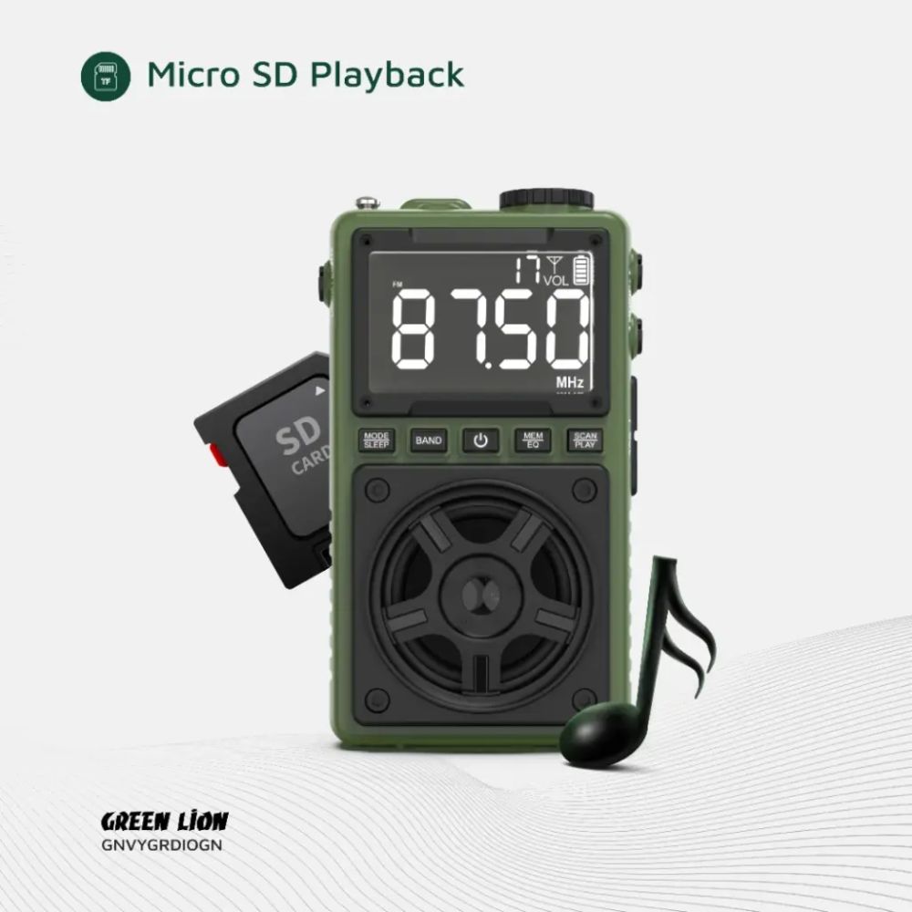 Green Lion Voyager Portable Radio | Flash Light | Speaker – Green