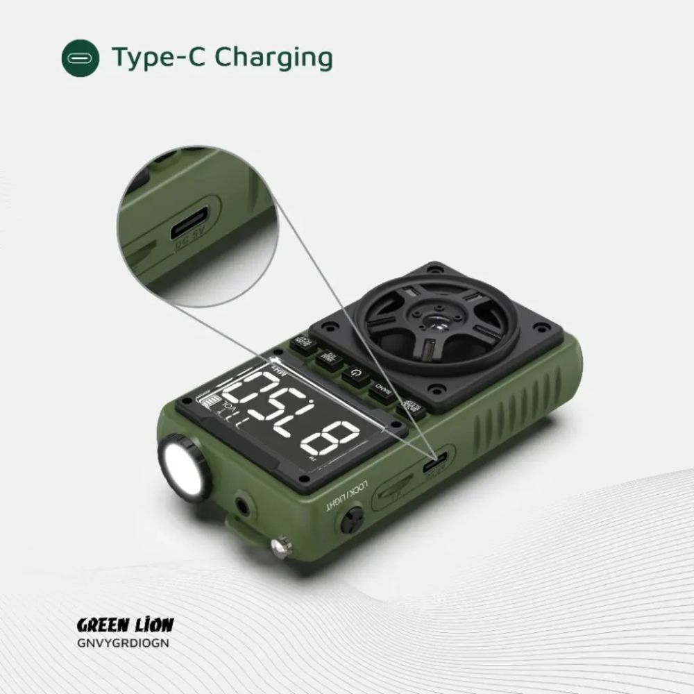 Green Lion Voyager Portable Radio | Flash Light | Speaker – Green