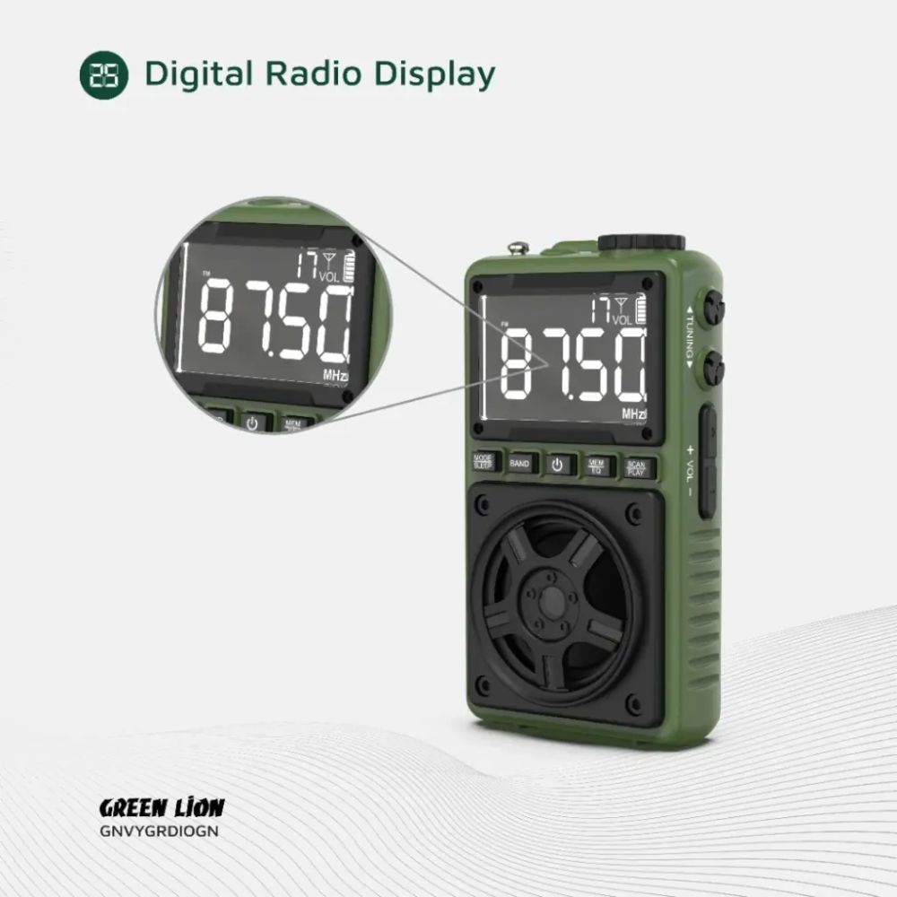 Green Lion Voyager Portable Radio | Flash Light | Speaker – Green
