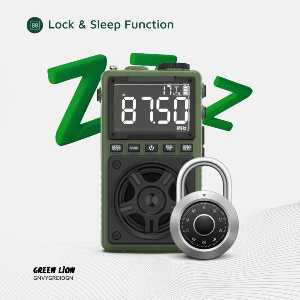 Green Lion Voyager Portable Radio | Flash Light | Speaker – Green