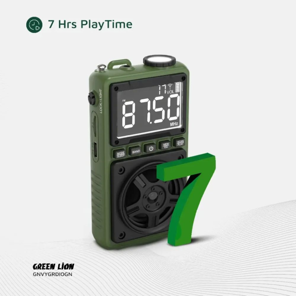 Green Lion Voyager Portable Radio | Flash Light | Speaker – Green