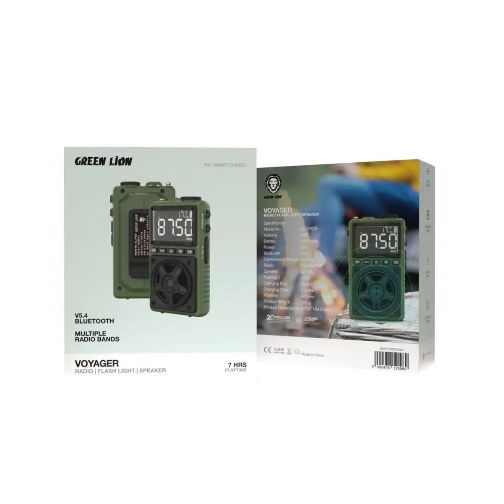 Green Lion Voyager Portable Radio | Flash Light | Speaker – Green