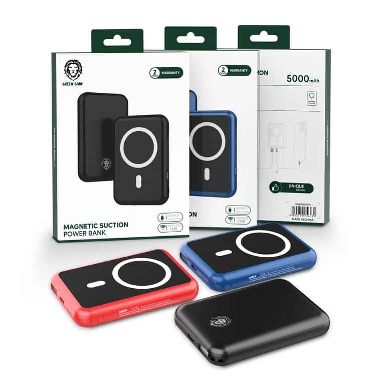 Green Magnetic Suction Power Bank 5000mAh