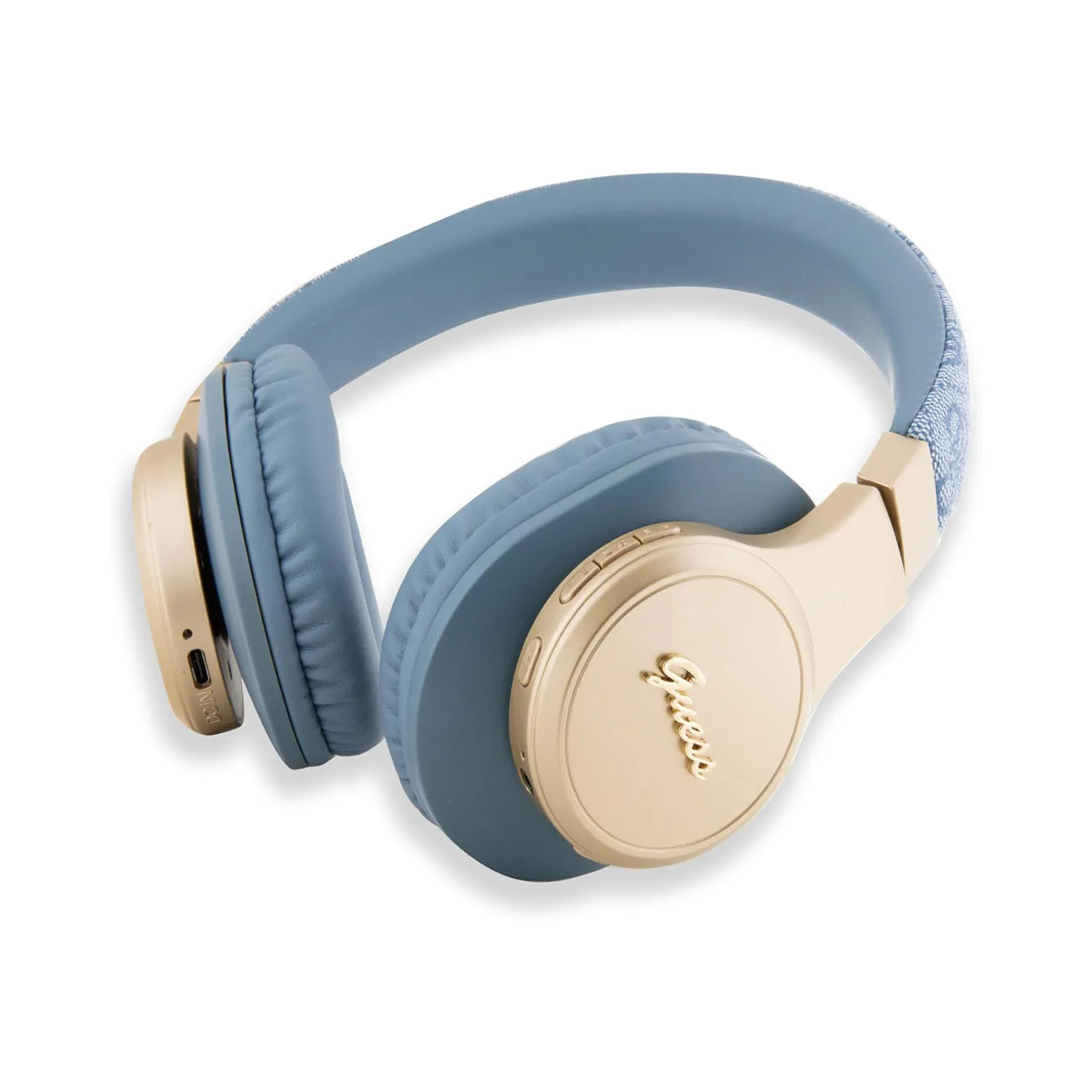 Guess PU 4G Leather BT Headphone Sound with Script Metal Logo – Blue