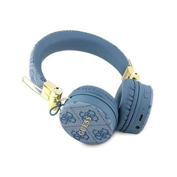 Guess Wireless Headphones 4G PU Leather with Metal Logo – Blue