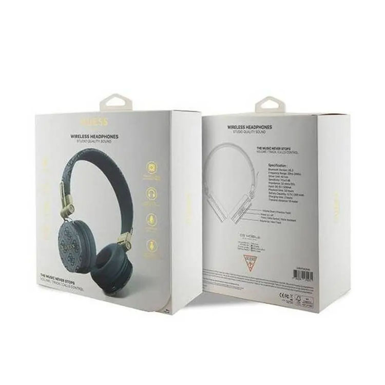 Guess Wireless Headphones 4G PU Leather with Metal Logo – Blue