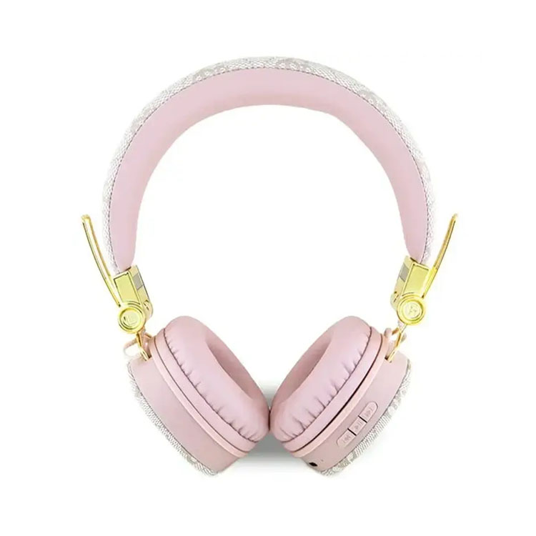 Guess Wireless Headphones 4G PU Leather with Metal Logo – Pink