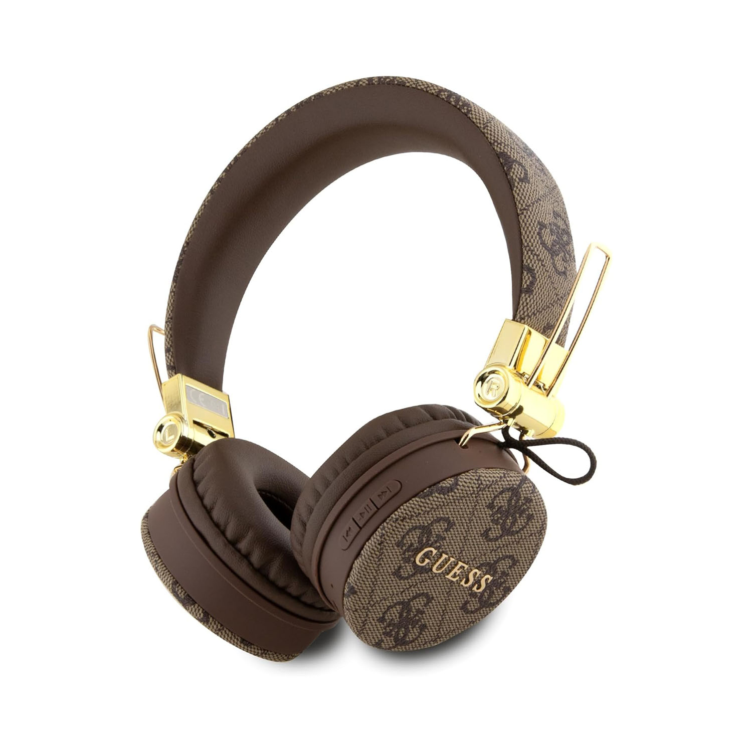 Guess Wireless Headphones 4G PU Leather with Metal Logo – Brown