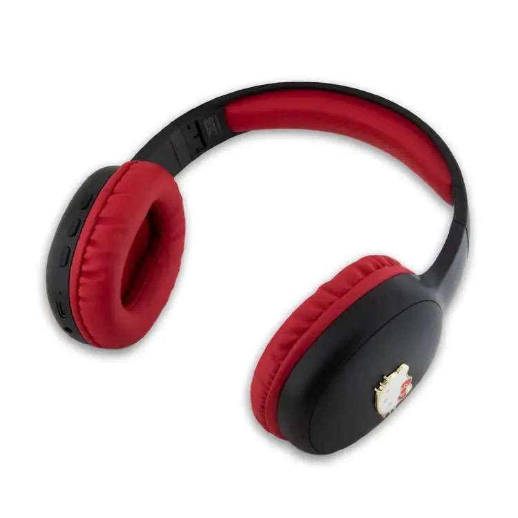 Hello Kitty Bluetooth Headphones Metal Logo Oval Shape – Black