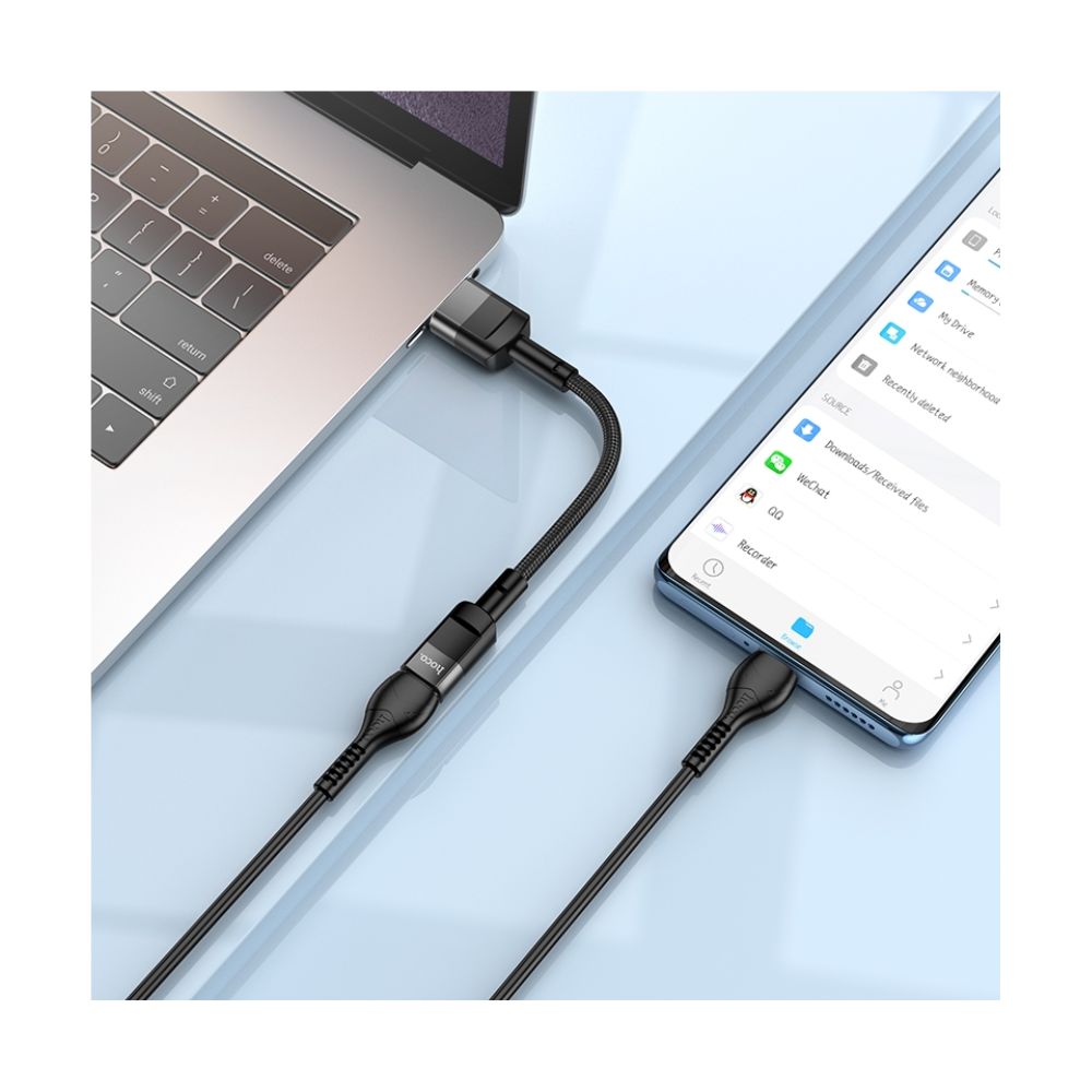 Hoco U107 USB Male to Type-C Female Adapter Cable -10cm