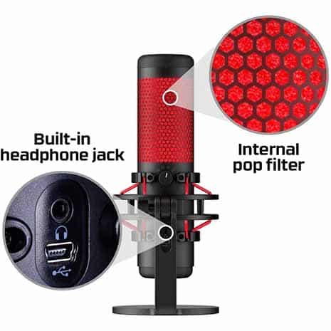 HyperX QuadCast – USB Condenser Gaming Microphone, Anti-Vibration Shock Mount,