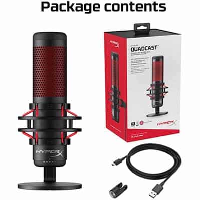 HyperX QuadCast – USB Condenser Gaming Microphone, Anti-Vibration Shock Mount,