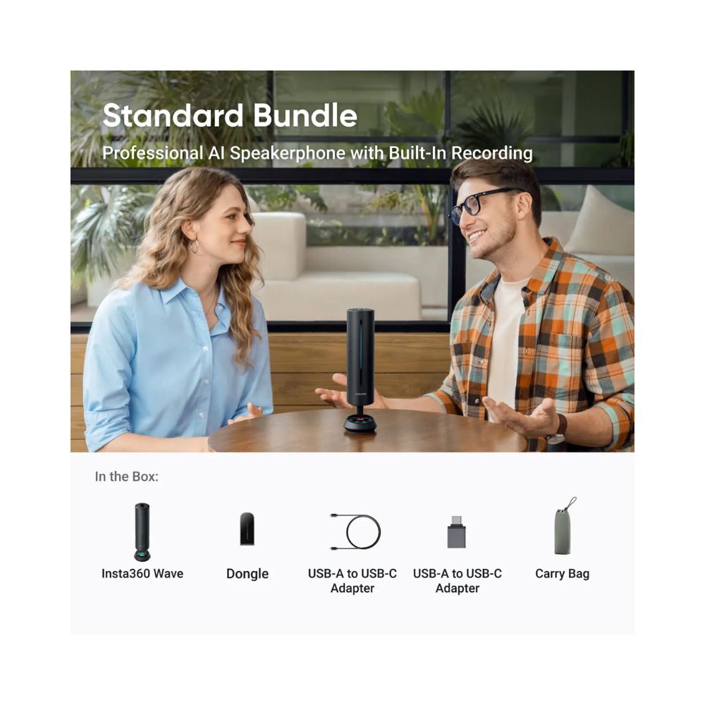 Insta360 Wave Conference Speakerphone AI 8-Mic USB-C