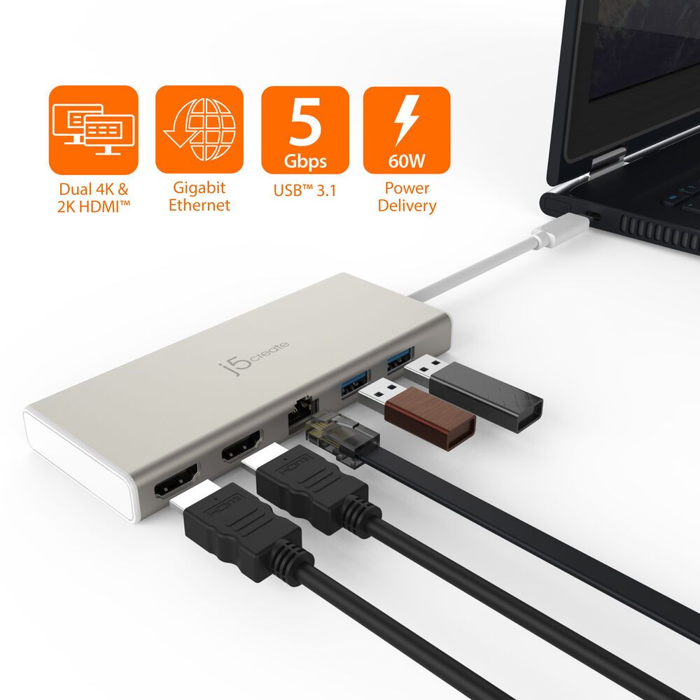 j5create JCD381 5-in-1 USB 3.1 Gen 1 Type-C Dock